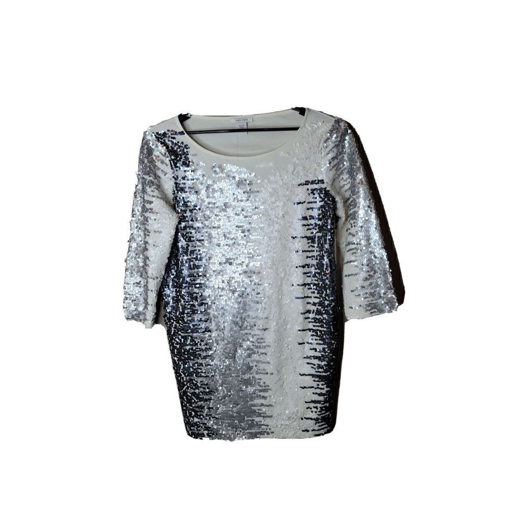 Joan Vass Size 3 NWT Women's Ivory Sequin Tunic Shirt Plus Size XL t61